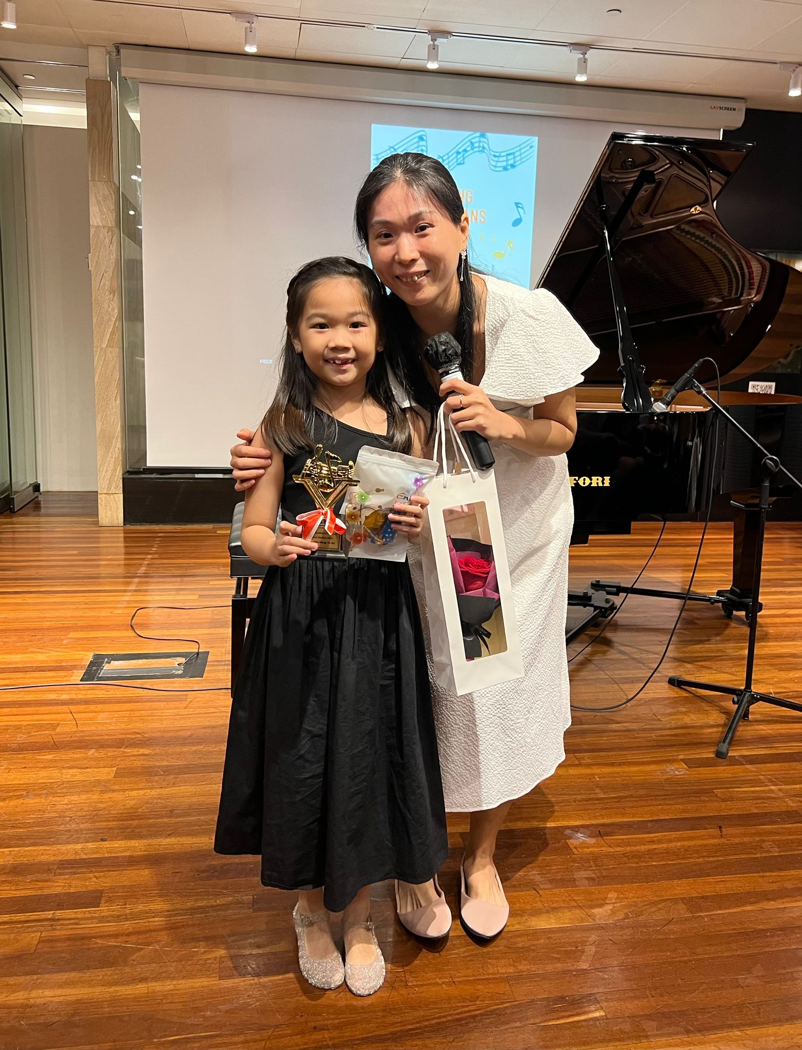 Mat practicing piano